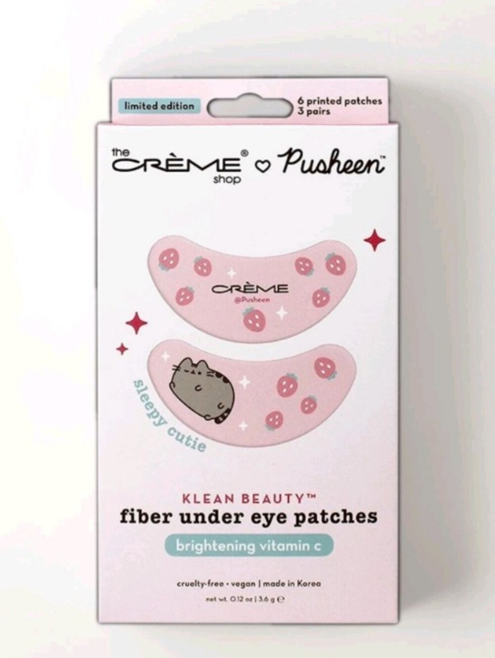 The Crème Shop x Pusheen Pink Fiber Brightening Under Eye Patches Box Of 3